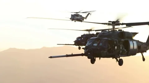 Special Forces Helicopters in Flight Video stock 81011582