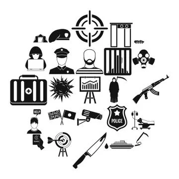Special forces icons set, simple style Stock Illustration