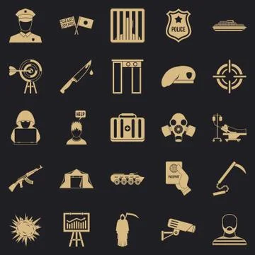 Special forces icons set, simple style Stock Illustration