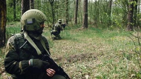 Special Forces is looking for a terrorist base Stock Footage 76755604