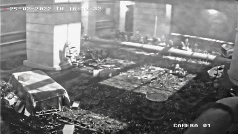 Special Forces Operation Against Terrorist Forces In CCTV Security Surveillance Vídeo Stock 272217513