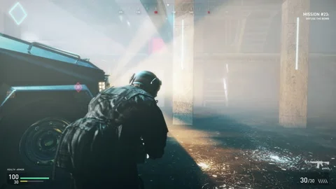 Special Forces Operative Gets Wounded By Terrorist Failing Video Game Level Stock Footage 224883351