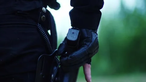 Special forces operator fires pistol in slow motion – tactical training scene Stock Footage 309758032