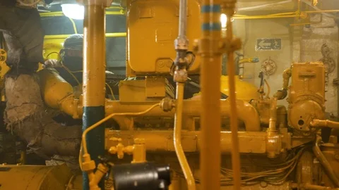 Special forces in search of terrorists. Engine room of the vessel. Stock Footage 117182043