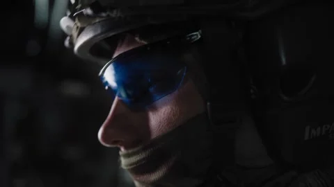 Special forces sniper puts on sniper sunglasses Stock Footage 327353245