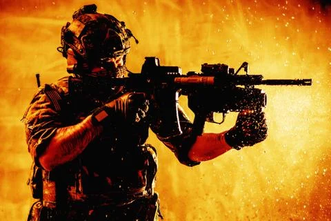 Special forces SOF soldier fighting with enemies Stock Photos