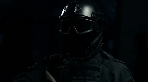 Special forces soldier with a gun close up Stock Footage 59775031