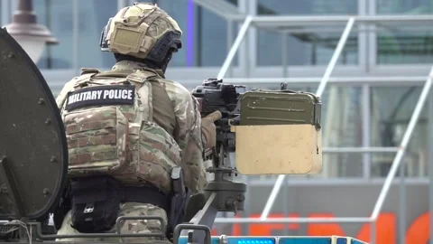 Special Forces Soldier Operating Mounted Machine Gun Stock Footage 339068005