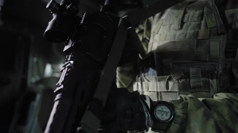 Special forces soldier preparing for military operation Stock Footage 327457272