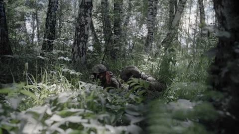 Special forces soldiers work as team protecting the front line Stock Footage 327351132
