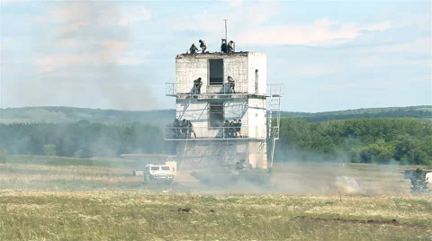 Special forces storming building with grenades Stock Footage 65303017