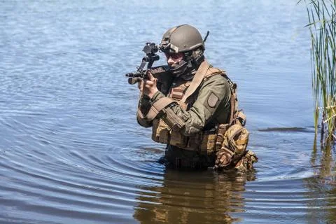 Special forces in the water Stock Photos