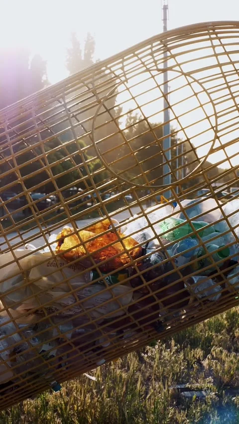 Special garbage container in bottle form for collecting empty plastic bottles, Video stock 319654154