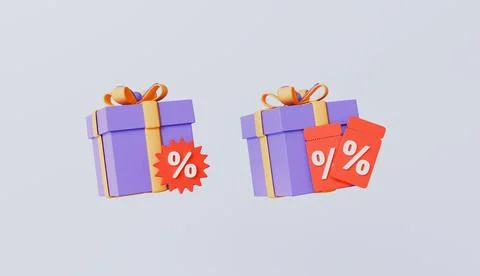 Special gift boxes, set of percent tags, flash sale, special offer Illustrazione stock