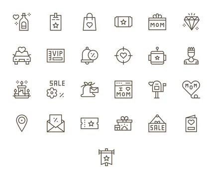 Special High Resolution Vector Icon Pack with 25 Regular Line Detail Enhanc.. Stock Illustration