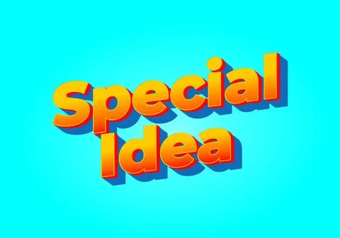 Special idea. Text effect in 3D look. Yellow red color. Bright blue backgroun Stock Illustration