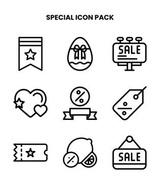 Special Line Graphics Icons Pack Stock Illustration