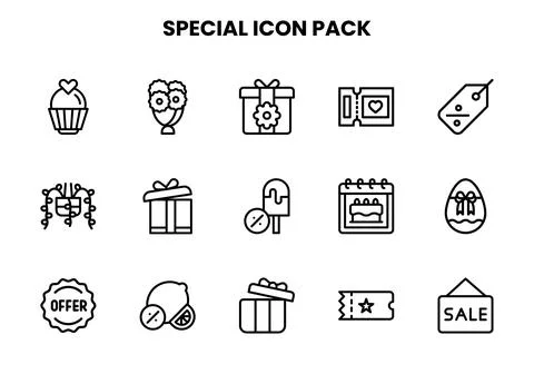 Special Line Scalable Icons Pack Stock Illustration