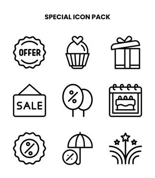 Special Line Vector Icons Pack Stock Illustration