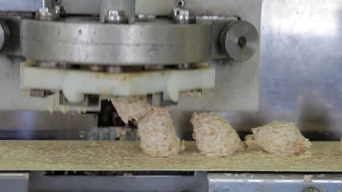 Special machine in bakery factory divide dough on portion Stock Footage 76167023