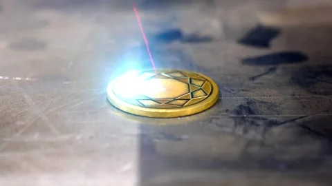 Special machine for laser burning on metal Stock Footage 232579748