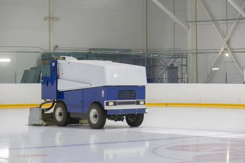 Special machine for leveling ice on a skating rink, ice resurfacer, ice care Stock Photos