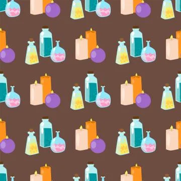 Special magic seamless pattern magician fantasy carnival mystery tools cartoon Stock Illustration