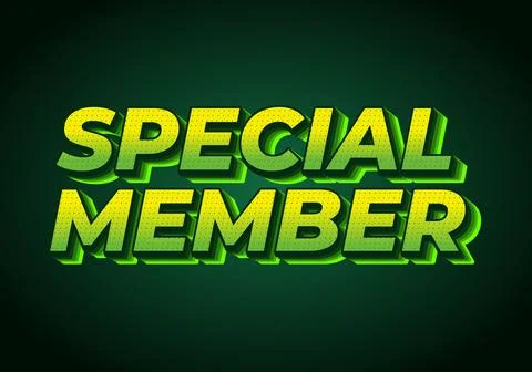 Special member. Text effect in modern colors with 3D effect look Stock Illustration