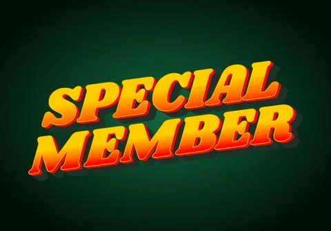 Special member. Text effect in modern colors with 3D effect look Illustrazione stock