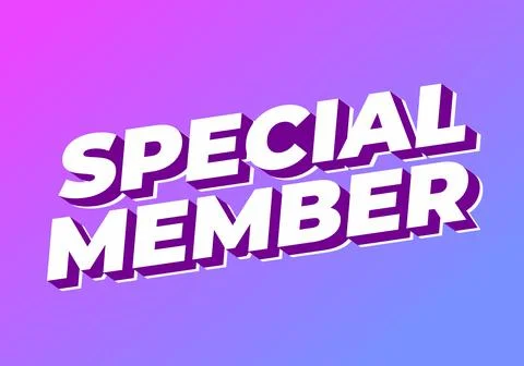 Special member. Text effect in modern colors with 3D effect look Stock Illustration
