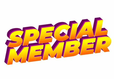 Special member. Text effect in modern colors with 3D effect look Stock Illustration