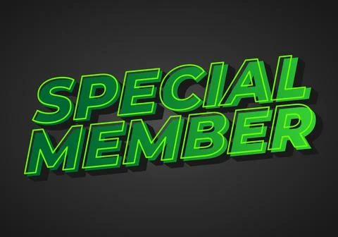 Special member. Text effect in modern colors with 3D effect look Illustrazione stock