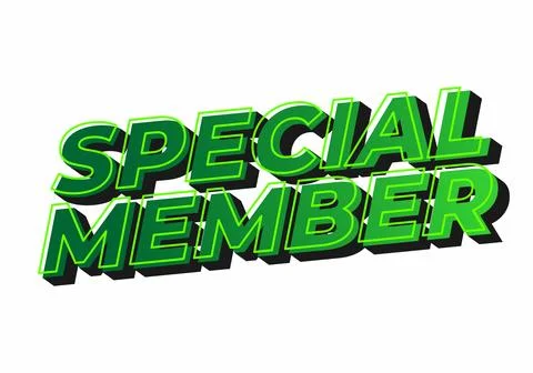 Special member. Text effect in modern colors with 3D effect look Illustrazione stock