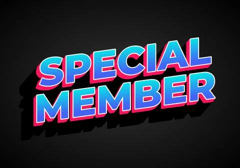 Special member. Text effect in modern colors with 3D effect look Illustrazione stock