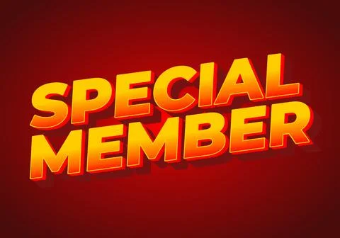 Special member. Text effect in modern colors with 3D effect look Illustrazione stock