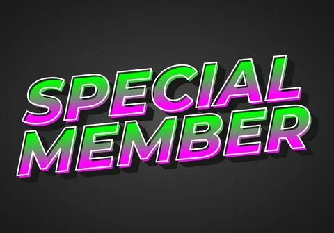Special member. Text effect in modern colors with 3D effect look Illustrazione stock
