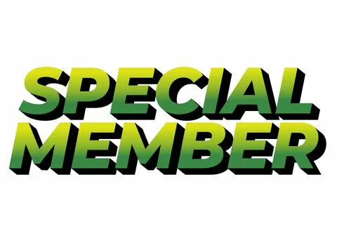 Special member. Text effect in modern colors with 3D effect look Illustrazione stock