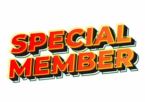 Special member. Text effect in modern colors with 3D effect look Illustrazione stock