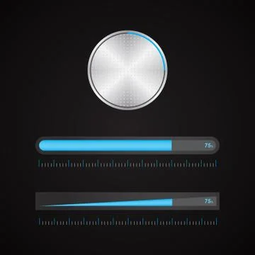 Special metallic volume button with chrome texture, vector design, eps10 Stock Illustration