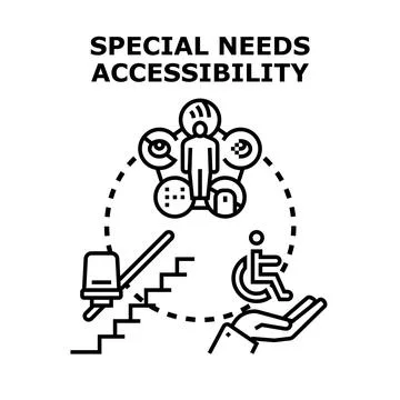 Special needs accessibility and inclusive support solutions Stock Illustration