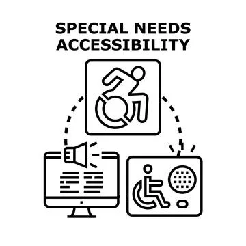 Special needs accessibility providing digital and physical inclusion Stock Illustration