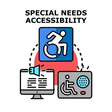 Special needs accessibility providing digital and physical inclusion Stock Illustration