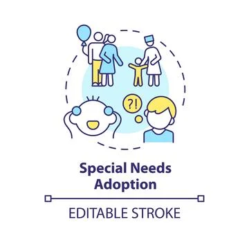Special needs adoption multi color concept icon Illustrazione stock