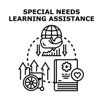 Special needs learning assistance concept overcoming challenges イラスト素材