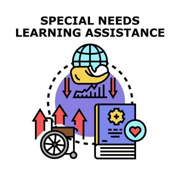 Special needs learning assistance concept overcoming challenges Stock Illustration
