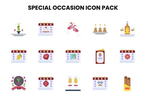 Special Occasion Flat Bundle Icons Pack Stock-Illustration