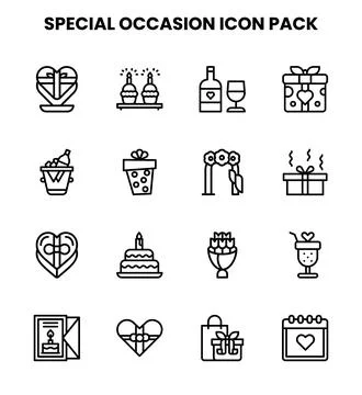 Special Occasion Line Vector Icons Pack Stock Illustration