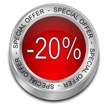 Special Offer -20% Discount button - 3D illustration Stock Illustration