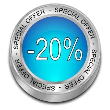Special Offer -20% Discount button - 3D illustration Stock Illustration