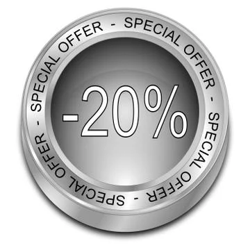 Special Offer -20% Discount button - 3D illustration Stock Illustration